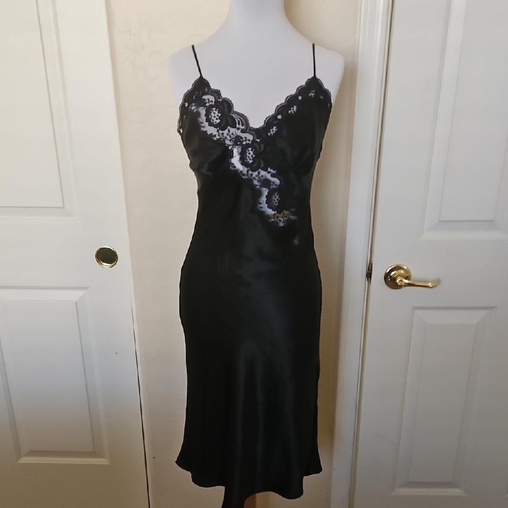 Victoria's Secret Elegant Black Satin Chemise